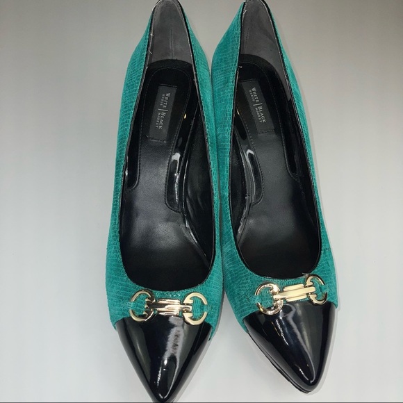 White House Black Market Jade Green Black Pump Heel 9.5 - Picture 6 of 16